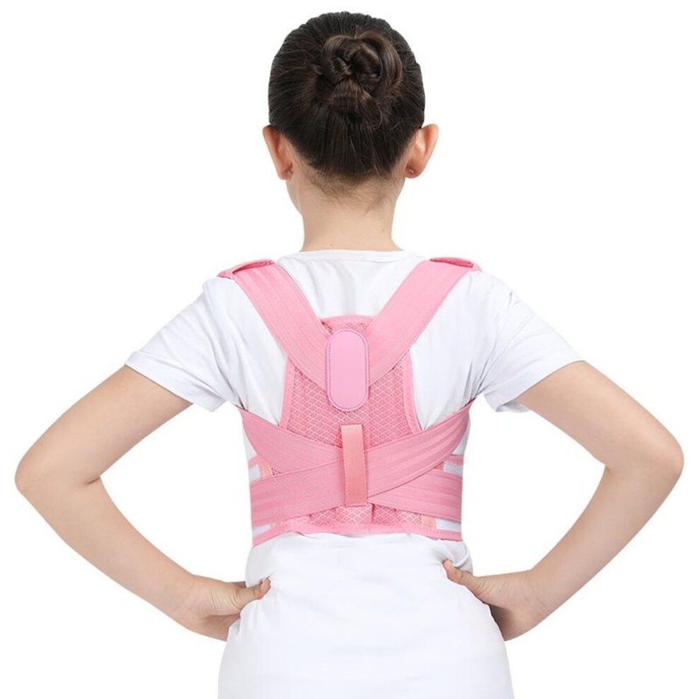 (pink, S) Adjustable Breathable Children Back Posture Corrector Orthopedic Corset Shoulder Lumbar Waist Support Correction For Kids Teens Straighten Upper Belt