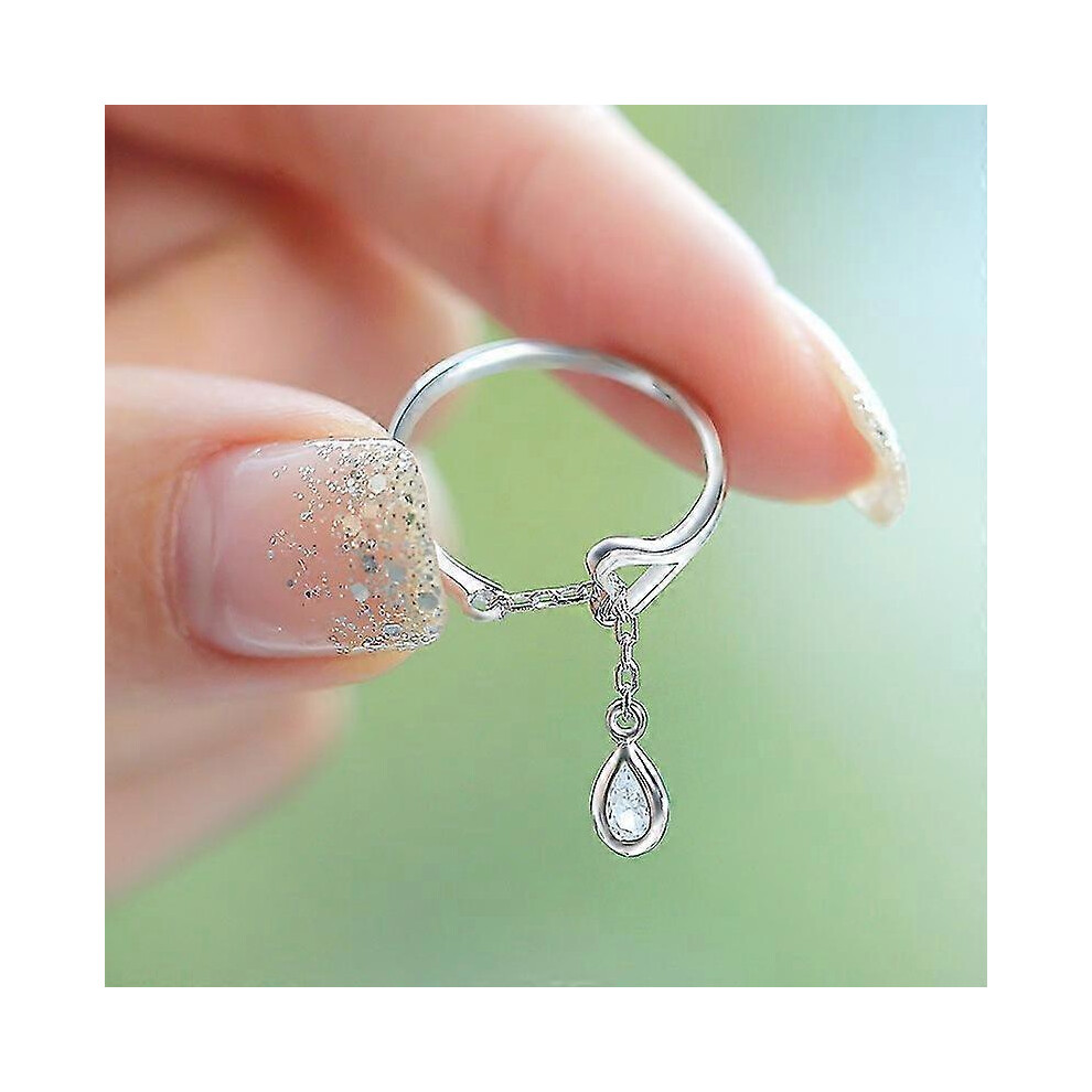 Konhill (As Show, One Size) Fashion Women Small Water Droplets Ring Adjustable Finger Rings Jewelry Gifts