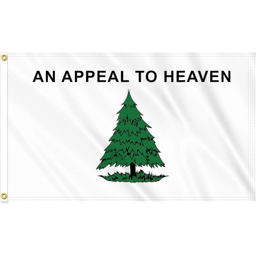 Konhill (As Show, One Size) An Appeal To Heaven Flag 3Ply Double Side Pine Tree Flag 3X5 Ft Outdoor Canvas Header Brass Grommets