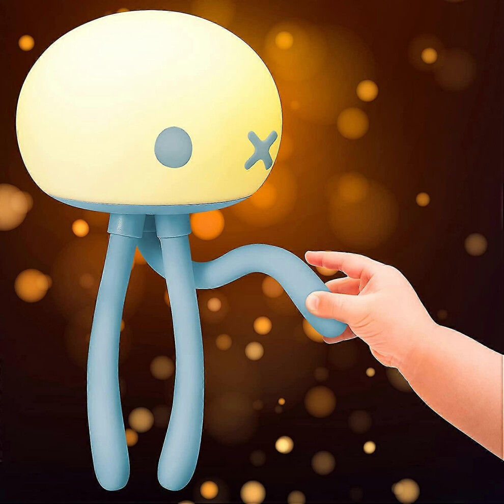 Konhill (As Show, One Size) Jellyfish Night For Baby Toddler, Dimmable Rechargeable Silicone Bedside Lamp With Flexible Tripod, Nursery Night S For Light