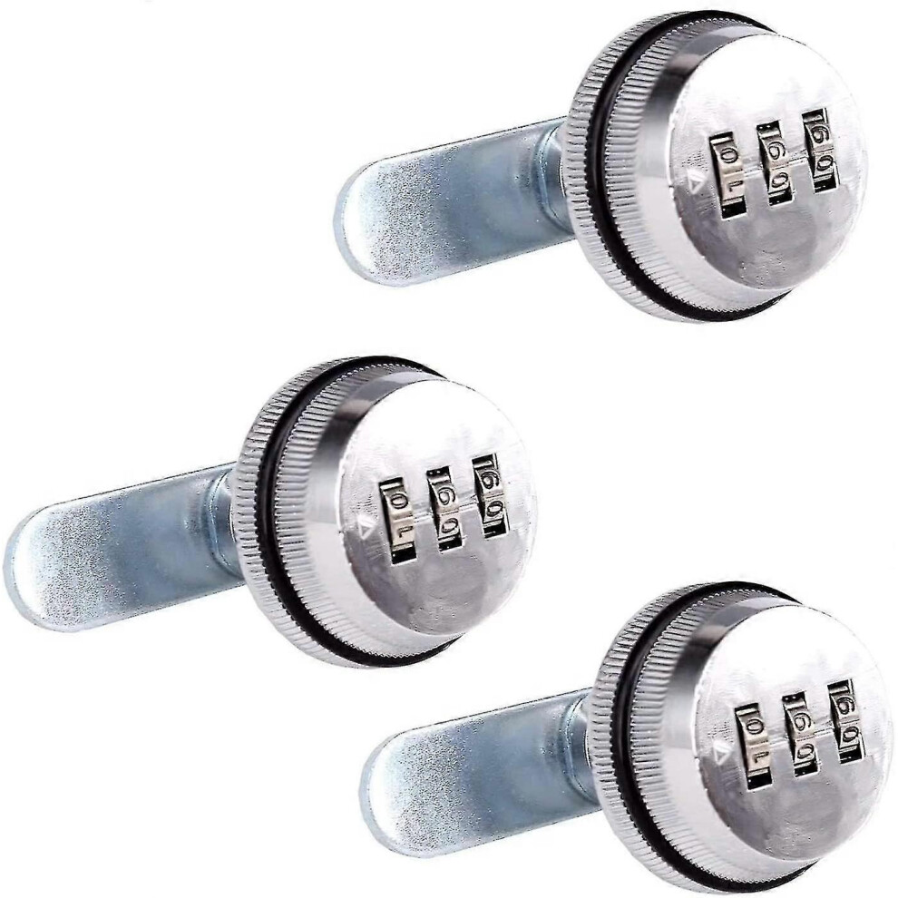 Konhill (As Show, One Size) Combo Cam - 3Cm / 1.18Inch Bolt Zinc Alloy Password Security Code Lock Bright Chrome For Case Cabinet (3 Products) Auspicious