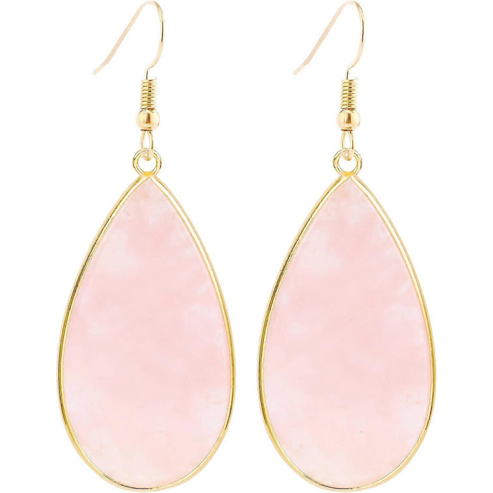 Konhill (As Show, One Size) Natural Crystal Healing Stone Earrings Statement Teardrop Dangle Earrings For Women Girls