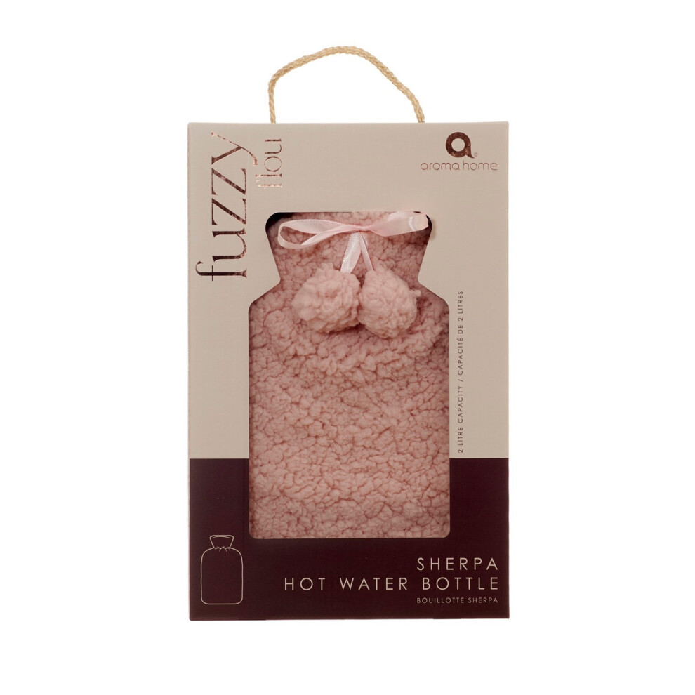 Aroma Home Pink Teddy Fleece Gift Boxed 2L Hot Water Bottle