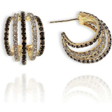 (As show, One size) Gold Multi Hoops C Shaped Wrap Earring for Women Girls - Trendy Dainty Split Chunky Thick Triple Hoop Claw Open Huggie Cartilage Stud Hypoallergenic P