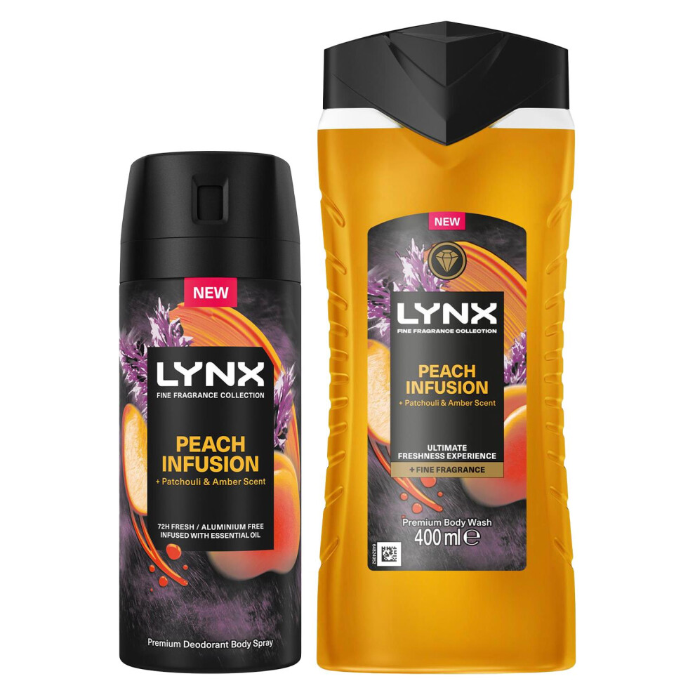 Lynx Fine Fragrance Infusion Bundle Body Spray And Body Wash For Men Peach