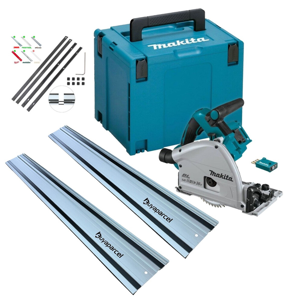 Makita DSP601ZJU 36v Twin 18v Brushless Plunge Saw Wireless + X2 1.5M Rail Kit