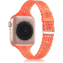 (As show, One size) Lace Silicone Band Compatible with Apple Watch Band 38mm 40mm Women, Slim Narrow Thin Hollowed-out Scalloped Sport Band Strap for iWatch Series 6 5