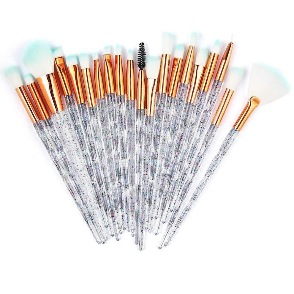 Konhill (As Show, One Size) Heytea Pack Of 20Pcs Cosmetic Eye Shadow Sponge Eyeliner Eyebrow Lip Nose Foundation Powder Makeup Brushes Sets (Bling&Transparent
