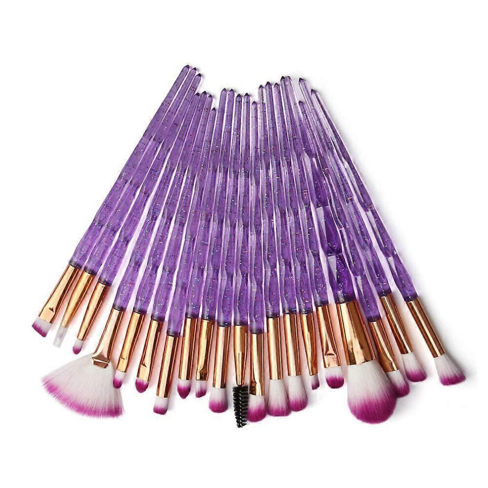 Konhill Purple (As Show, One Size) Heytea Pack Of 20Pcs Cosmetic Eye Shadow Sponge Eyeliner Eyebrow Lip Nose Foundation Powder Makeup Brushes Sets (Diamond-)