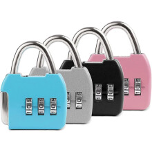 (As show, One size) Mini Combination Padlocks, 4pcs Small Zipper Locks with 3 Digits for Diary School Backpack Jewery Box Escape Room, Black Silver Blue Pink