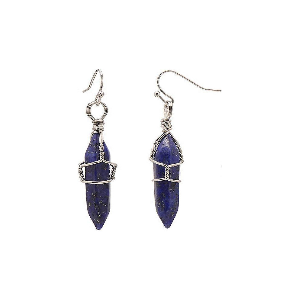 Konhill (As Show, One Size) Hand Wired Healing Crystal Point Chakra Dangling Earrings For Women