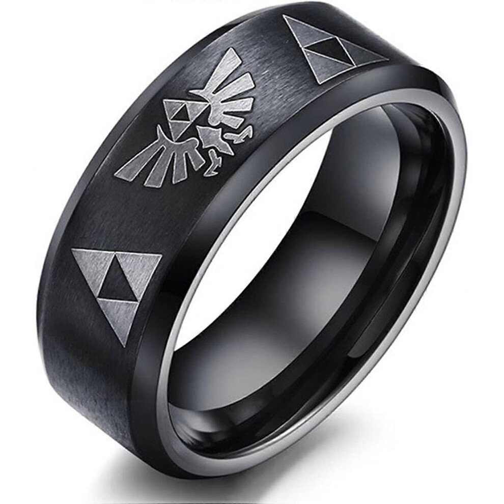 Konhill (As Show, One Size) Heytea 8Mm The Legend Of Zelda Triforce Ring, Stainless Steel Matte Finished Bands