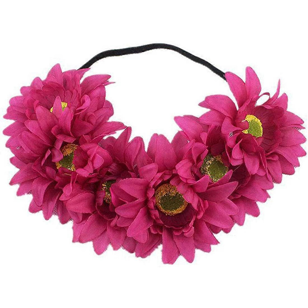 Konhill (As Show, One Size) Sunflower Crown Boho Crown Sunflower Headband Flower Hair Accessory