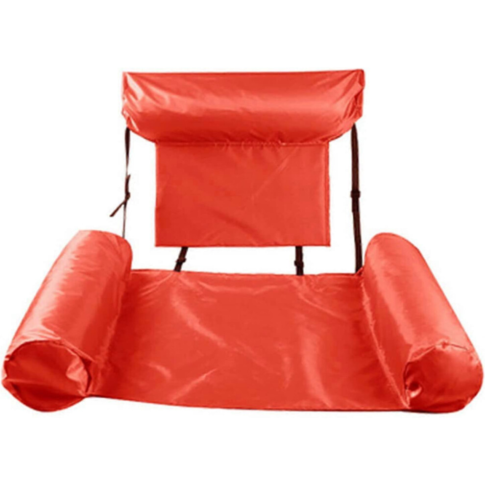 Konhill (As Show, One Size) Pool Float Inflatable Water Hammock, Foldable Backrest Inflatable Floating Bed, Drifter Swimming Pool Beach Float, Red