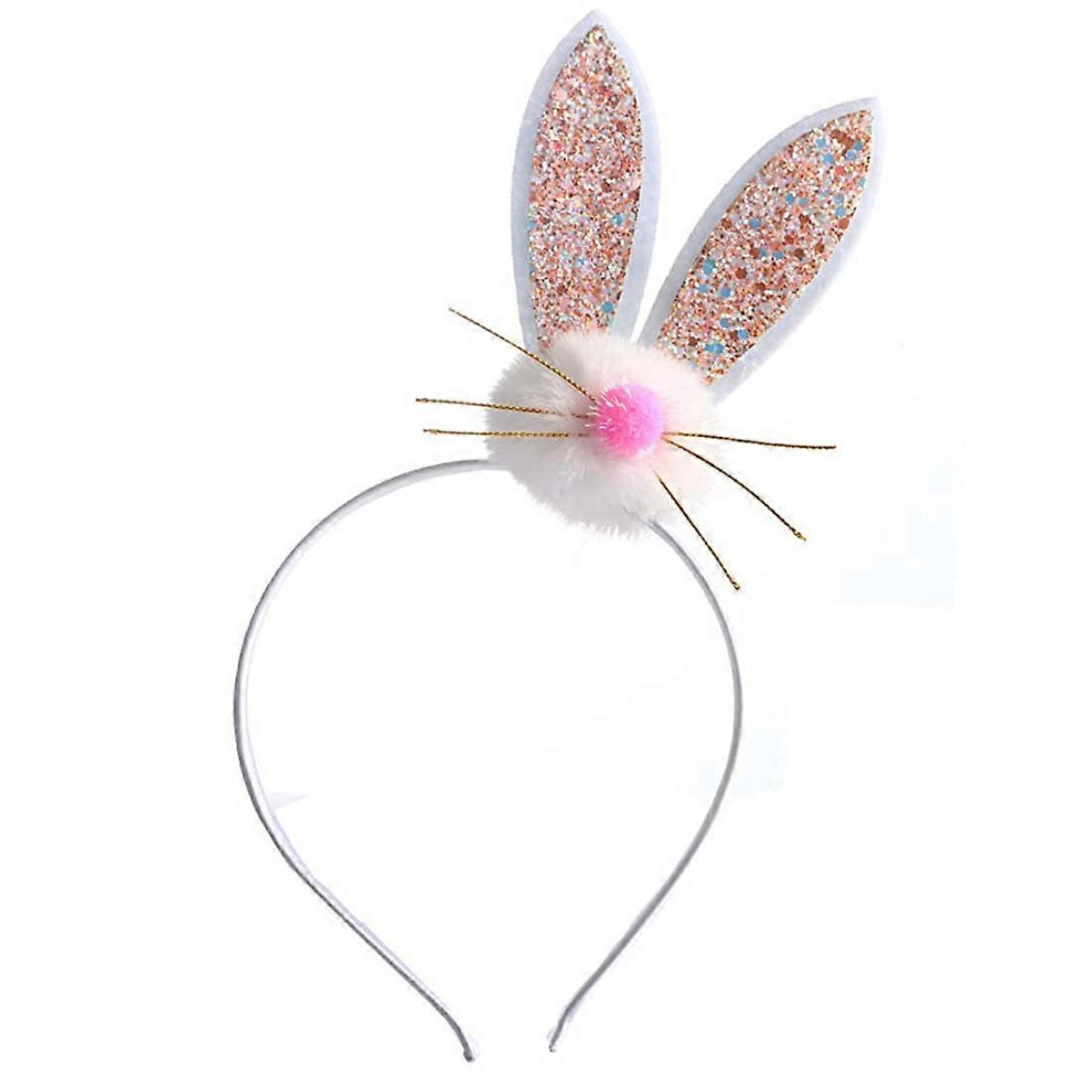 Konhill (As Show, One Size) Easter Headband For Women Girls Bunny Rabbit Ear Headbands With Flower Zhb29 (Orange) Orange