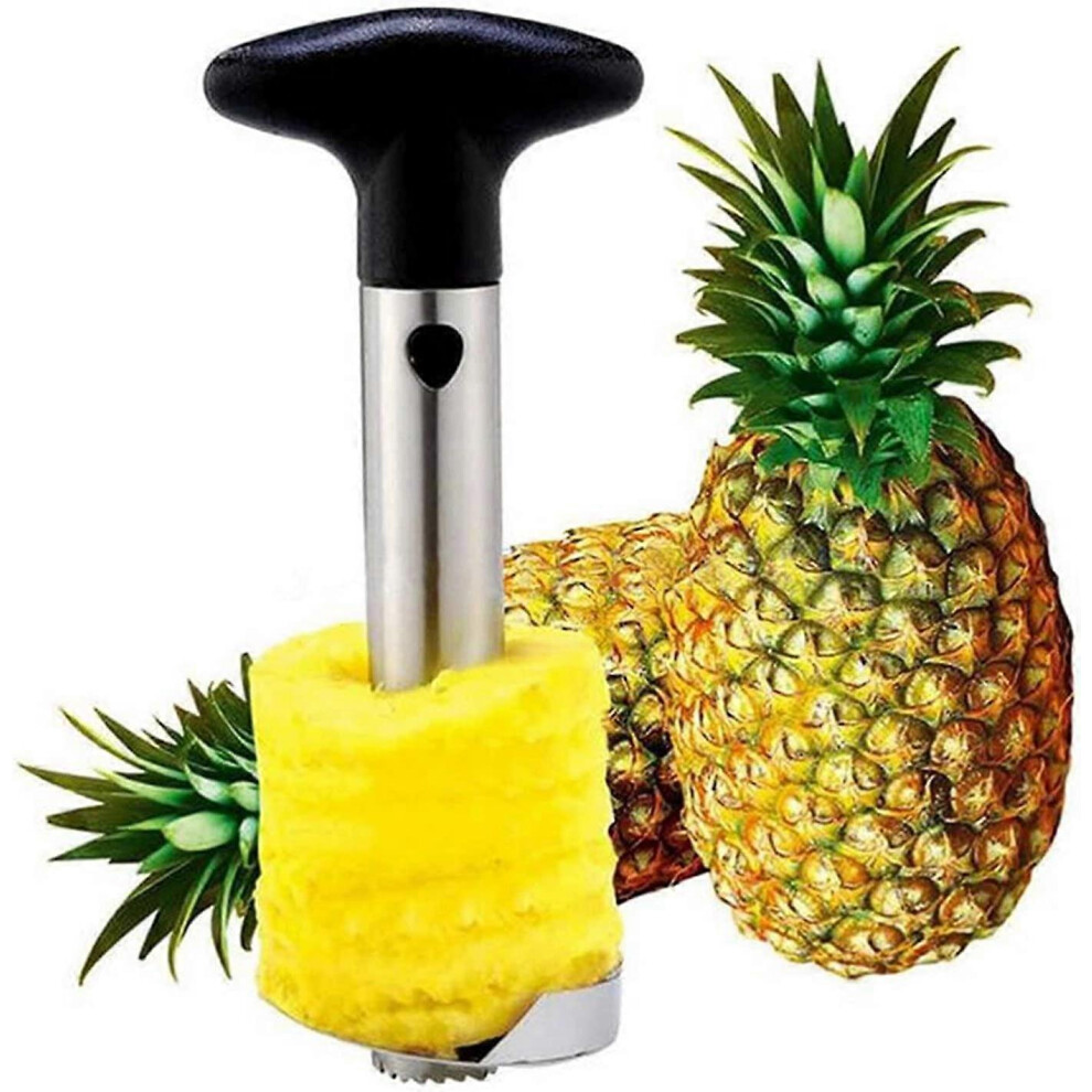 Konhill (As Show, One Size) Universal Pineapple Corer Peeler Stem Stainless Steel Peel Cut Slicer Easy Kitchen Tool Corer Remover Diced Fruit Ring