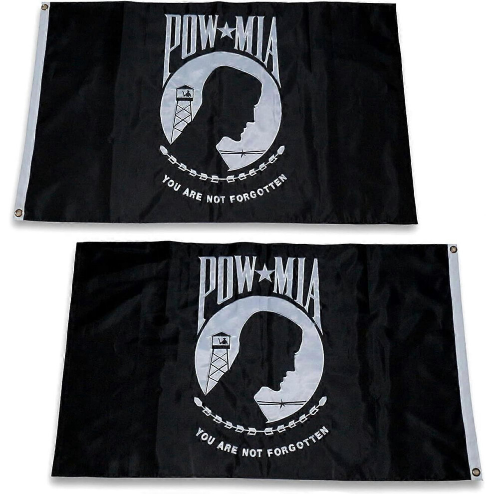 Konhill (As Show, One Size) Pow Mia Flag Embroidered 3X5 Outdoor - Heavy Duty Double Sided You Are Not Forgotten War Flags 300D Nylon Military Made In Usa Pow