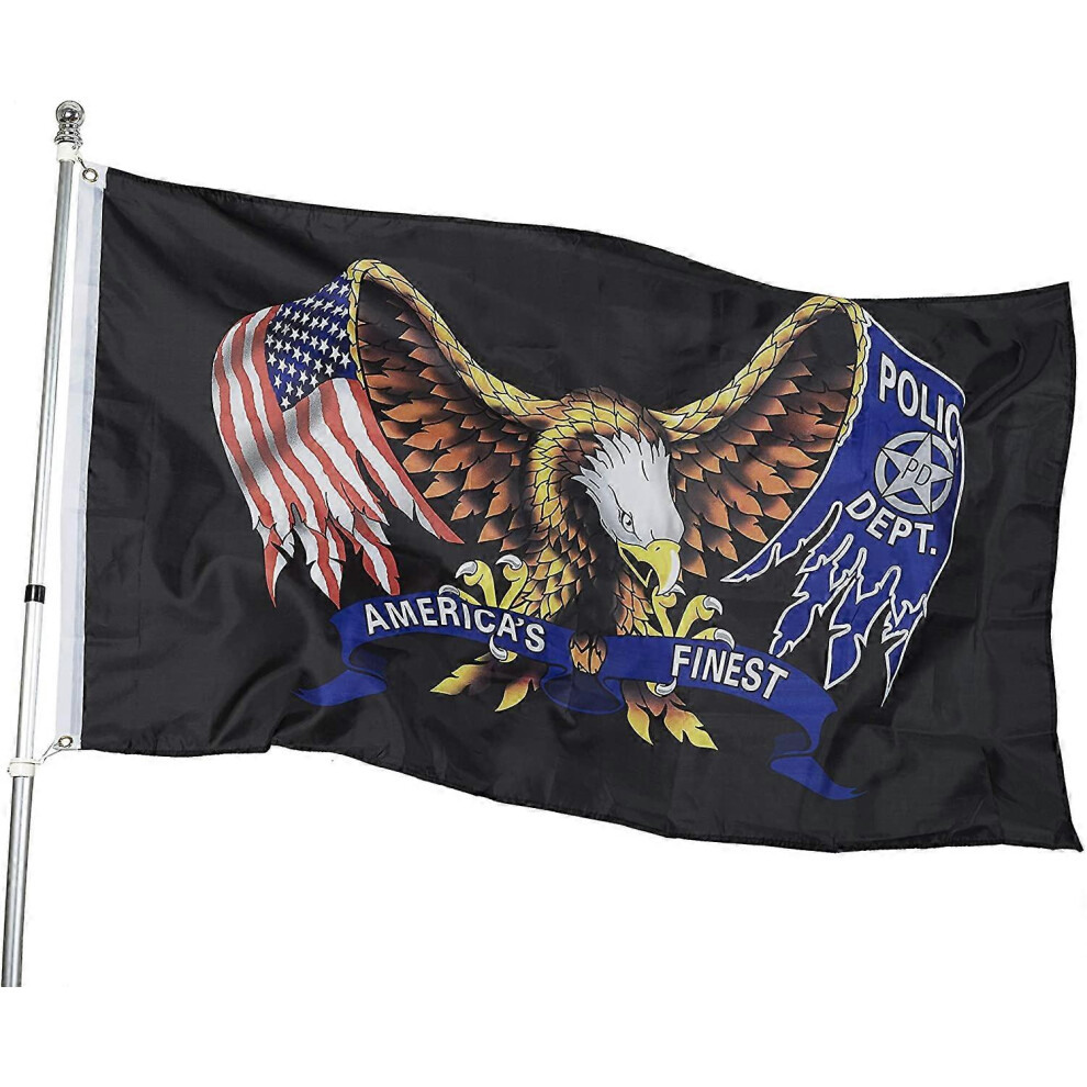 Konhill (As Show, One Size) Usa Police Dept Eagle Flag - Americas Finest Flag - 3" X 5" Durable Polyester Indoor Outdoor Banner