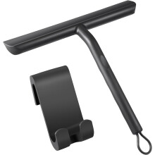 21CM Shower Squeegee ,Silicone Squeegee Shower Cleaner With Hook,Bathroom Shower Wiper, Shower Scraper For Mirror,Car,Window ,Glass Cleaning Black