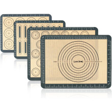 4 Piece Set Silicone Non Stick Baking Mats With Measurement-Reusable Non-Slip Baking Mat, For Pastry/Macaron/Cake/Cookie/Bread Making Grey