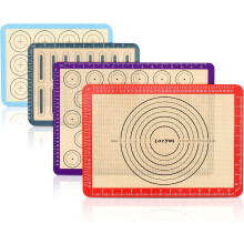 4 Piece Set Silicone Non Stick Baking Mats With Measurement-Reusable Non-Slip Baking Mat, For Pastry/Macaron/Cake/Cookie/Bread Making