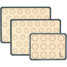 Set Of 3-Silicone Baking Mats , Non Stick Oven Tray Liners For Macarons/Cake/Pizza/Bread Making,(Grey)