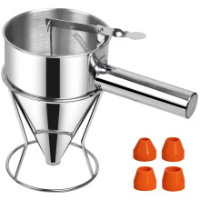 Batter Dispensers, 600Ml Multi-Caliber Pancake Batter Dispenser Stainless Steel Funnel With Stand Great For Crepes, Muffins, Waffles, Cupcakes