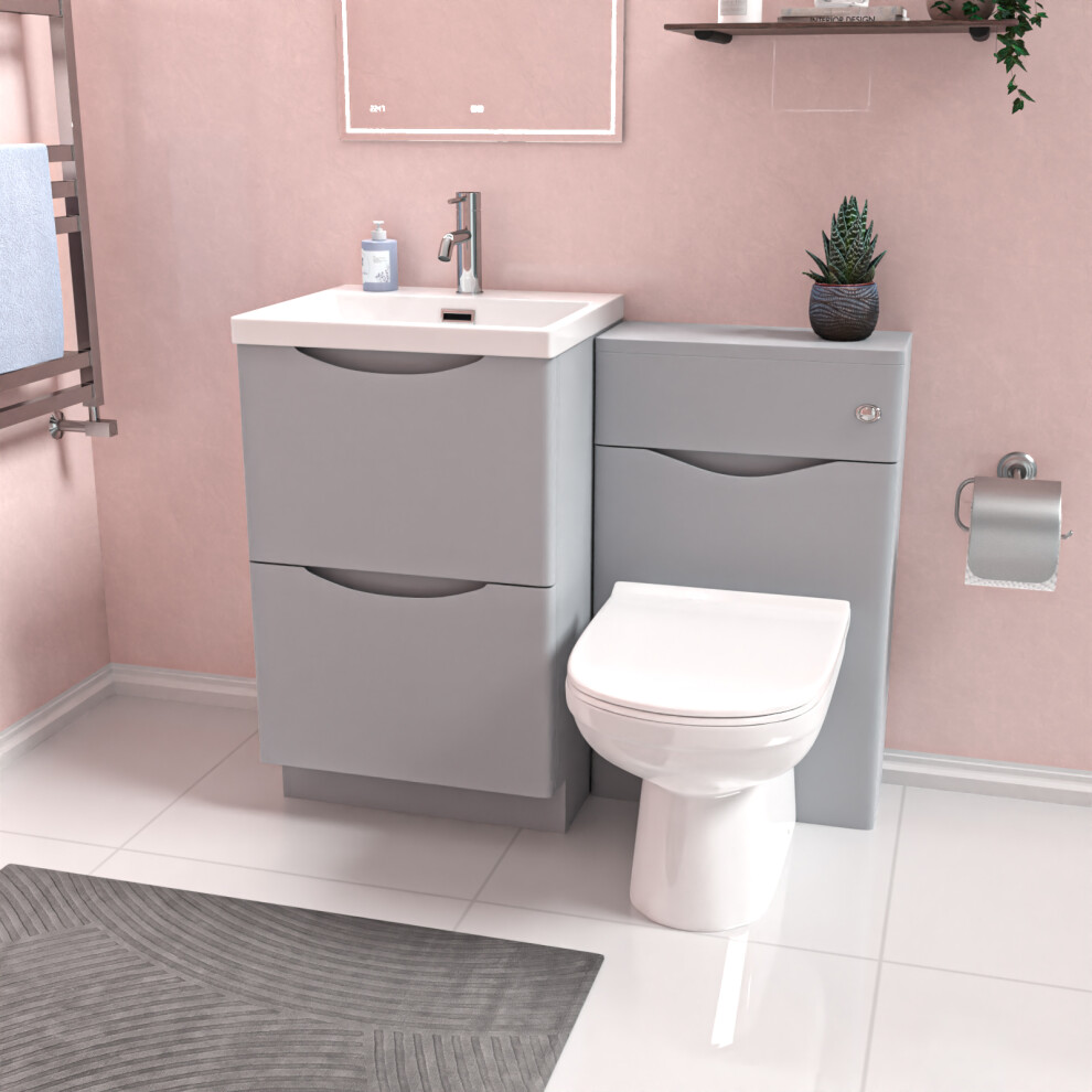 Nes Home Matte Grey 1000Mm Freestanding Basin Wc Vanity Unit & Btw Toilet