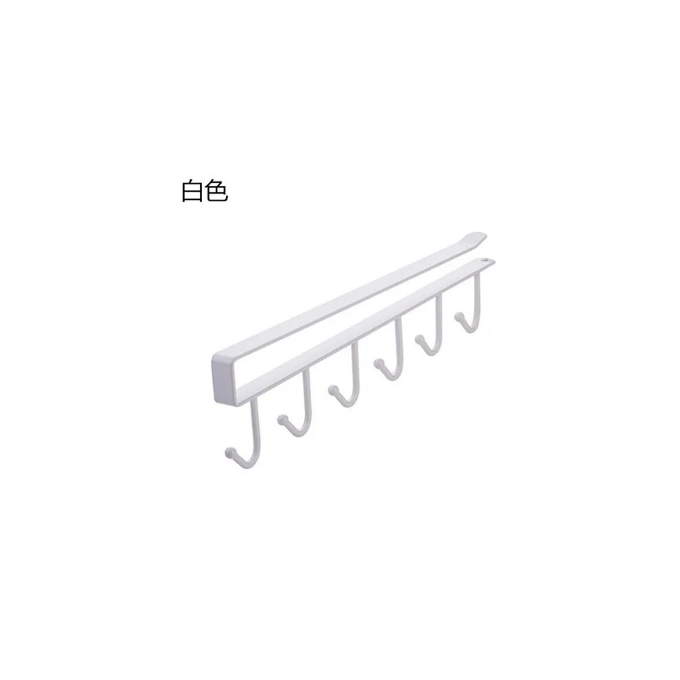 (White) 1PC Kitchen Hook Rack Coffee Cup Mug Holder 6 Hooks Shelf Kitchen Cabinet Sundries Wall Hanging