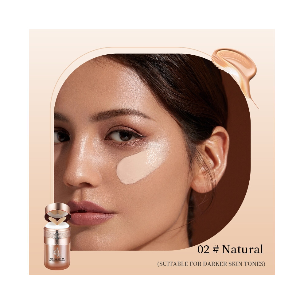 Flemye Cream (02 Natural) Air Cushion Bb Butterfly Powder Puff Moisturizing Foundation Concealer