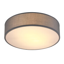 (Gray) Modern Grey Fabric Ceiling Light, 40cm Round Semi-Flush Mount Chandelier
