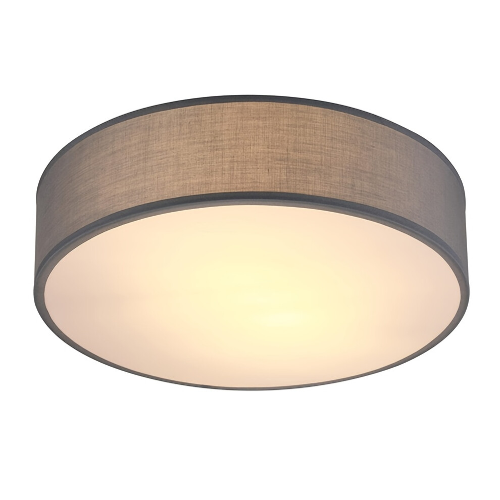 Flemye () Modern Fabric Ceiling 40Cm Round Semi-Flush Mount Chandelier Gray/Grey/Light