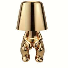 (MR. When) 1pc Little Golden Man Creative Night Lamp with USB Charging Cable Italian Design Thinker Statue