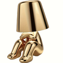 (MR.Where) 1pc Little Golden Man Creative Night Lamp with USB Charging Cable Italian Design Thinker Statue