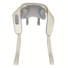 (Beige) Silicone and Plastic Neck and Back Massager, Electric Acupressure Shiatsu, Heat Function, Deep Kneading Massage