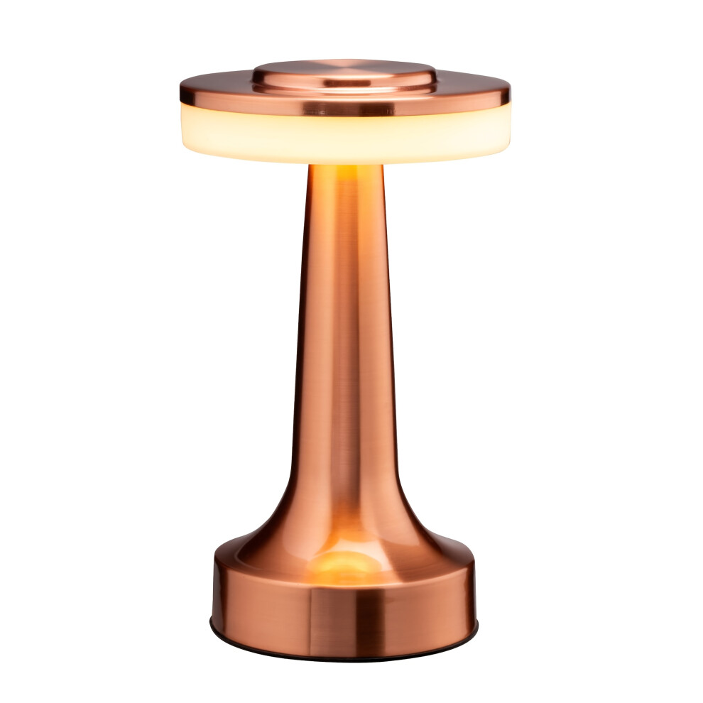 (Rose Golden) Brass-Finish LED Table Lamp - Rechargeable, 3-Level Adjustable Brightness, Touch Sensor-image-OPC-PG8BM2R-NEW