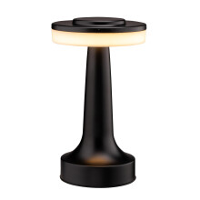 (Black) Brass-Finish LED Table Lamp - Rechargeable, 3-Level Adjustable Brightness, Touch Sensor