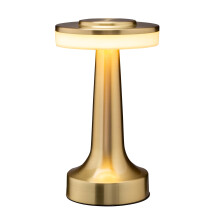 (Golden color) Brass-Finish LED Table Lamp - Rechargeable, 3-Level Adjustable Brightness, Touch Sensor