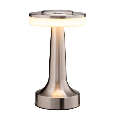 (Silvery) Brass-Finish LED Table Lamp - Rechargeable, 3-Level Adjustable Brightness, Touch Sensor
