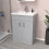 NES Home Nes Home Matte Grey 600mm Floor Standing Vanity Unit & White Basin Flat Pack 1