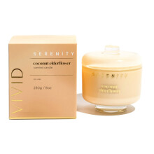 Serenity Vivid Glass Candle With Lid - Coconut Elderflower