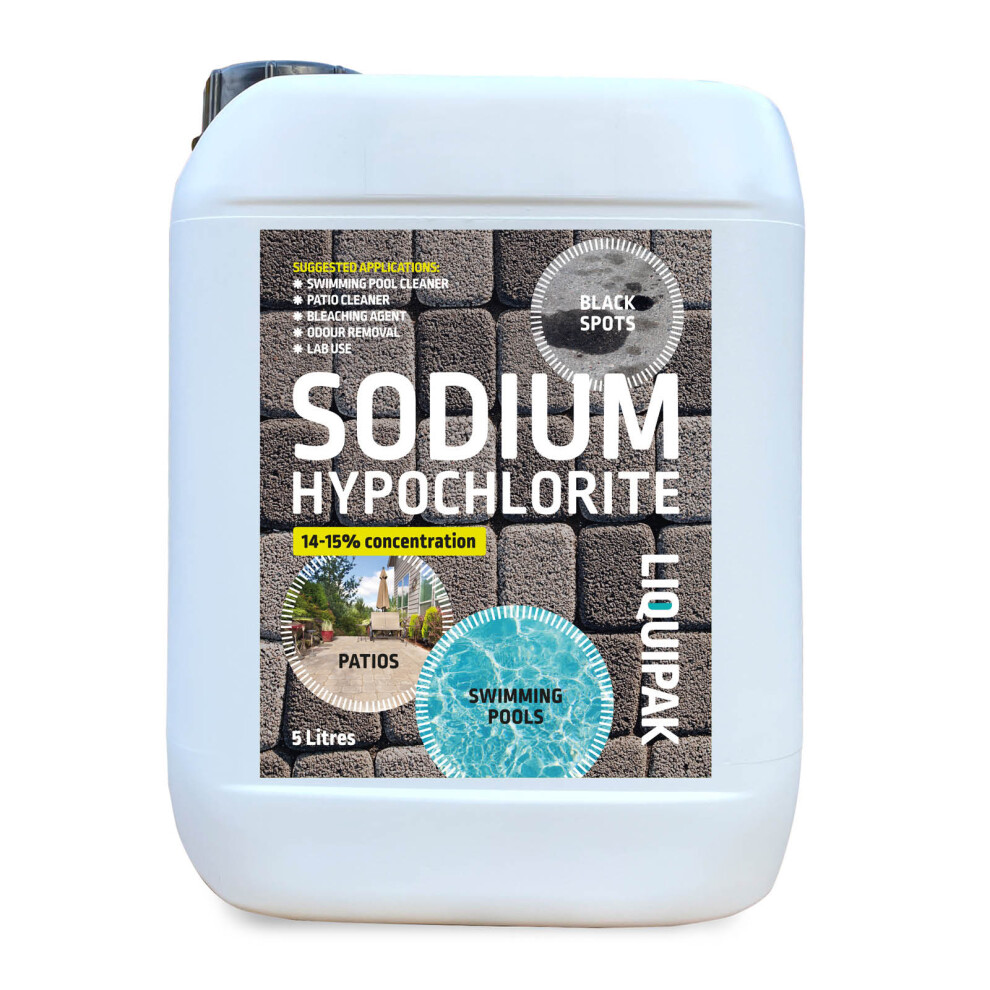 Liquipak Sodium Hypochlorite 14-15% Patio Cleaner, Swimming Pool Chlorine 5L