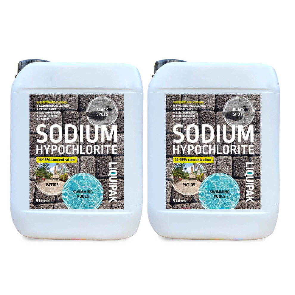 Liquipak (2X5 Litres) Sodium Hypochlorite | Patio Cleaner 5-20 Litres