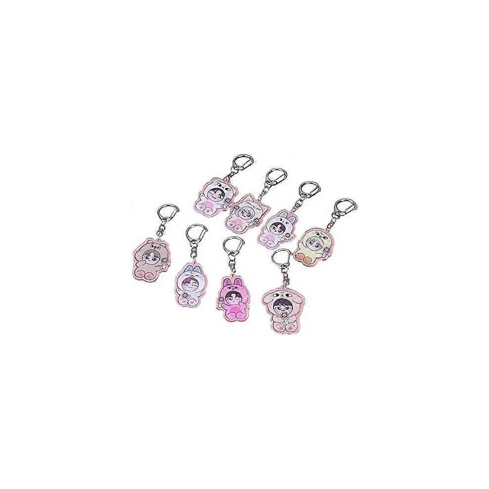 Konhill (As Show, One Size) Nc Kpop Stray Kids Keychain Acrylic Pendant Stray Kids Cute Cartoon Keychain, Pink