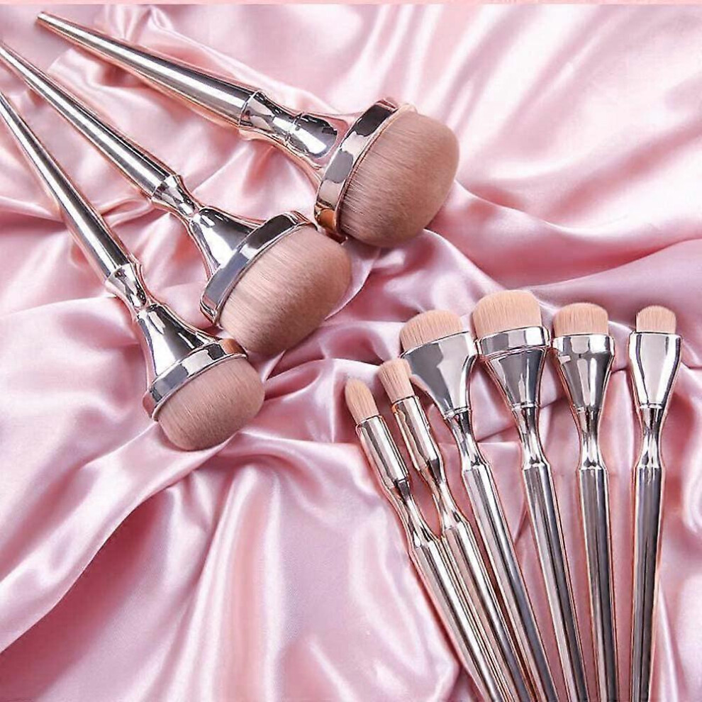 Konhill (As Show, One Size) Heytea Pro Rush Oval Makeup Brushes, 9Pcs Foundation Powder Concealer Cheek Eye Shadows Brush Set Gold