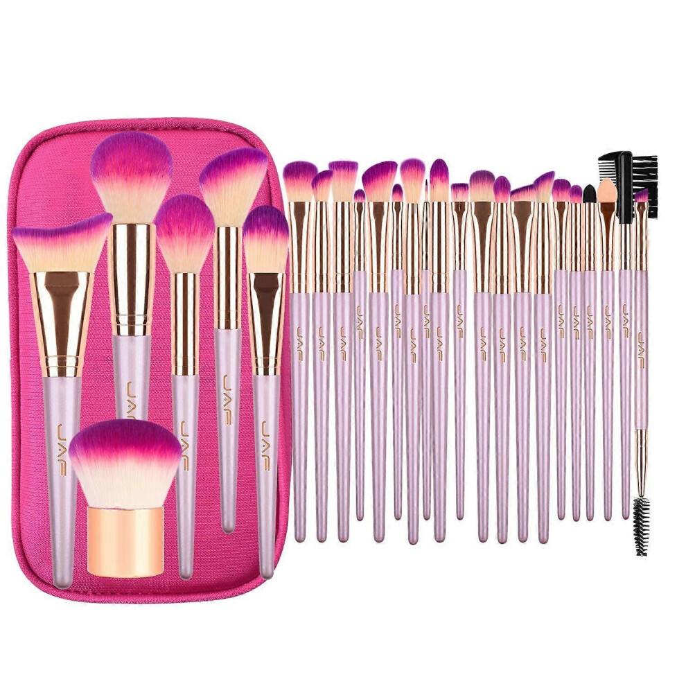 Konhill Pink/Purple/Gold (As Show, One Size) Heytea 26 Pieces Professional Large Makeup Brush Set With Storage Box Vegan Synthetic Makeup Brush Set Bag Holder