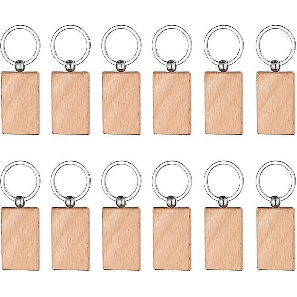 Konhill (As Show, One Size) Blank Wooden Key Rings 12 Pieces Wooden Keyrings Keyring Keychain Diy Keyrings Gift
