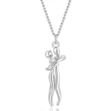 (As show, One size) Affectionate Hug Pendant Necklace for Women Men Personality Adjustable Chain Snuggle Couple Necklace Hugging Jewelry Valentine's Day Birthday Gift