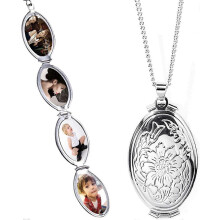 (As show, One size) Heytea Expanding Photo Locket Necklace Pendant 4 Pictures Chain Necklaces Memorial Gifts for Women Girls - -