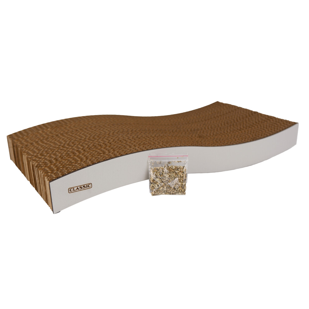CLASSIC Cardboard Cat Scratcher Wavy with Catnip – Durable and Eco-Friendly Scratch Pad for Cats – 44 x 21 x 5.5 cm - Image 2